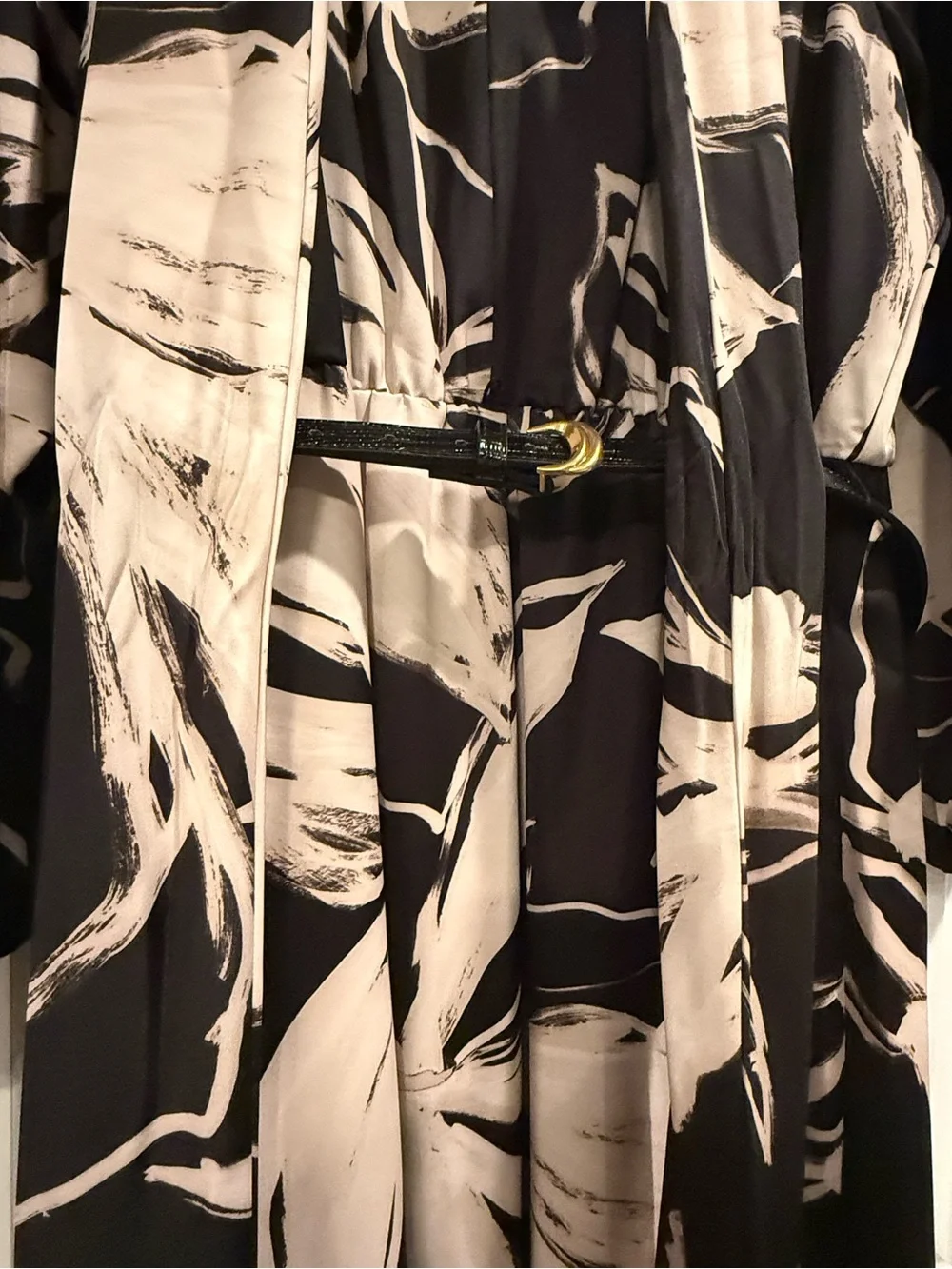 Donna Karan Black and Cream Floral Midi Dress SIZE 14 - Picture 5 of 8